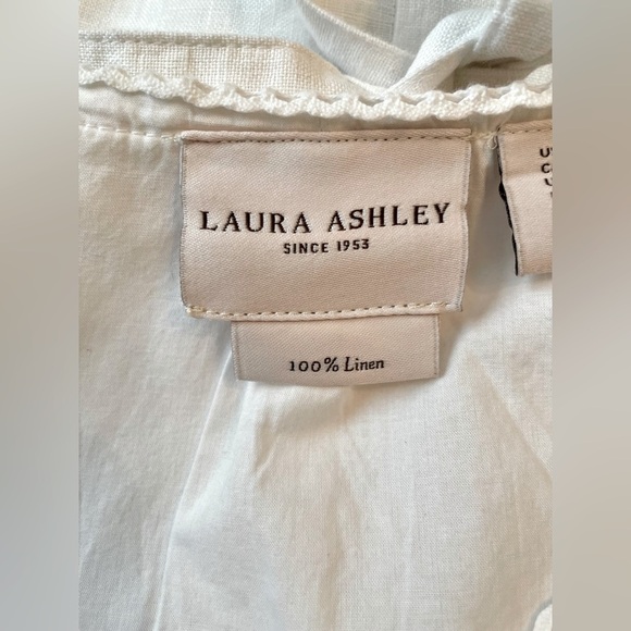 Laura Ashley White Linen Vest Waistcoat Top Blouse Size S Coastal Boho Cottage - Picture 10 of 12